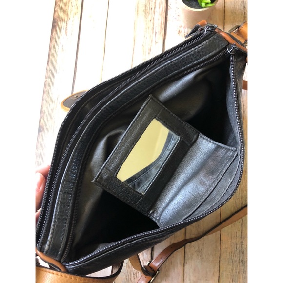 Vintage Black Pebbled Leather Crossbody Purse Bag - Picture 6 of 8